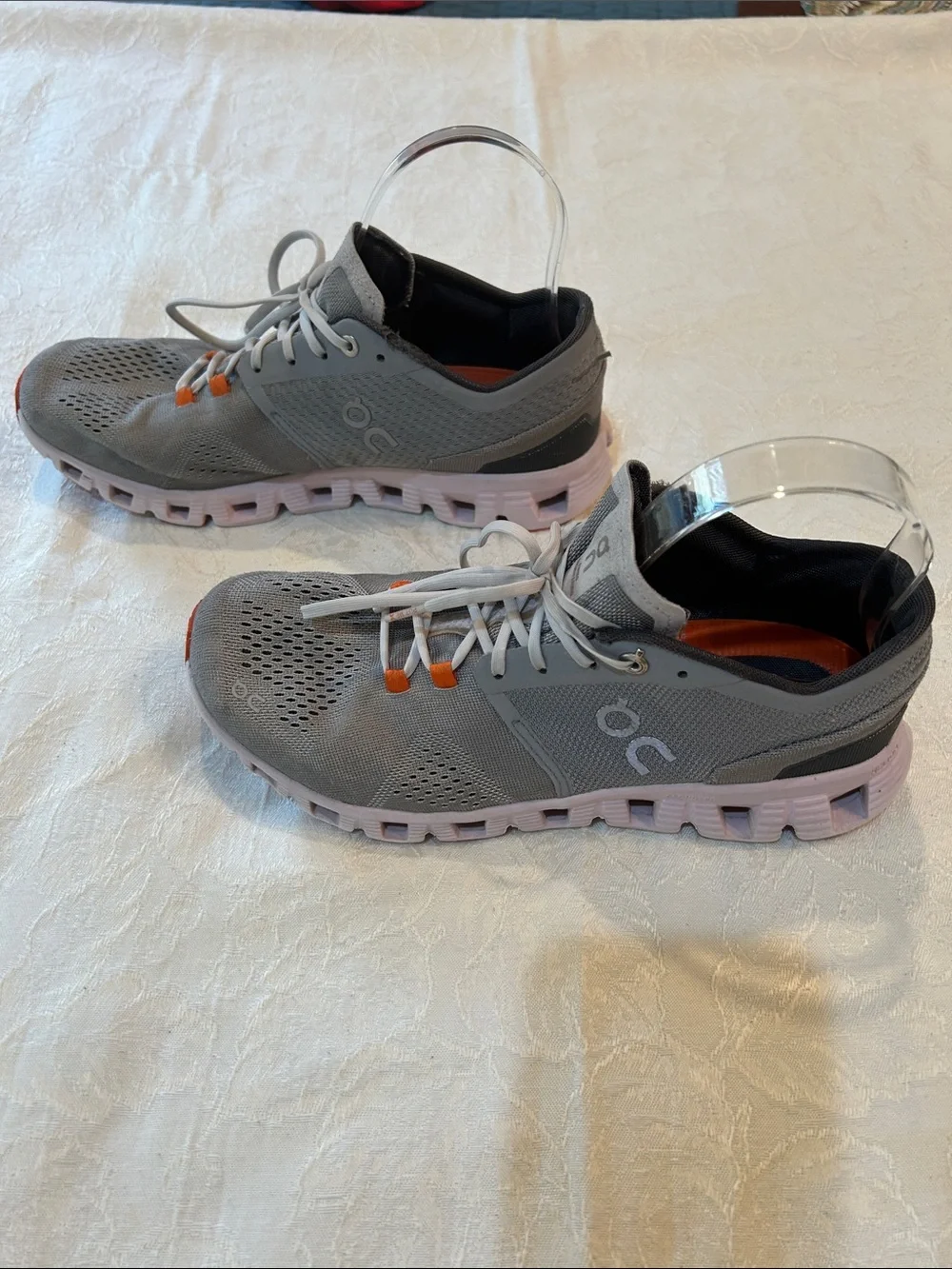 On Running Women's Gray & Orange Lightweight Running Sneakers